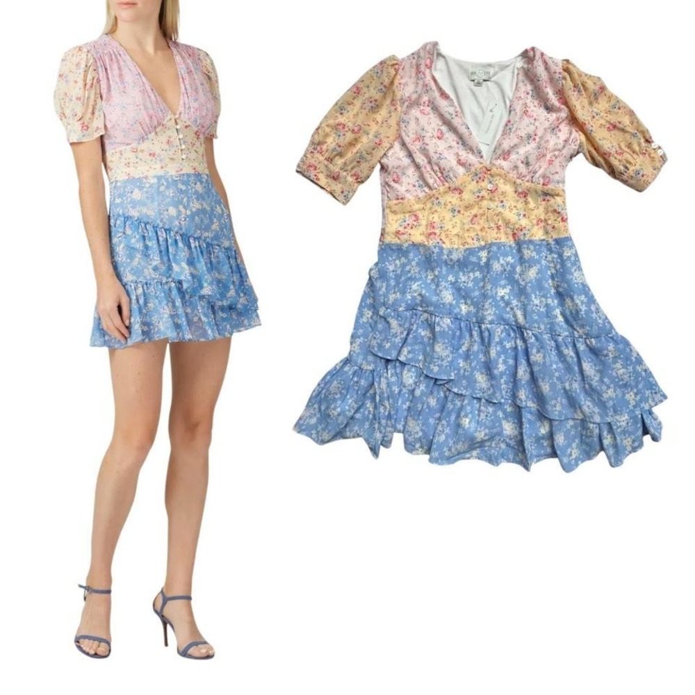 ADORABLE FLORAL RUFFLE FRANCESCA'S DRESS BY JUNE &  IVY‎ MEDIUM NWT